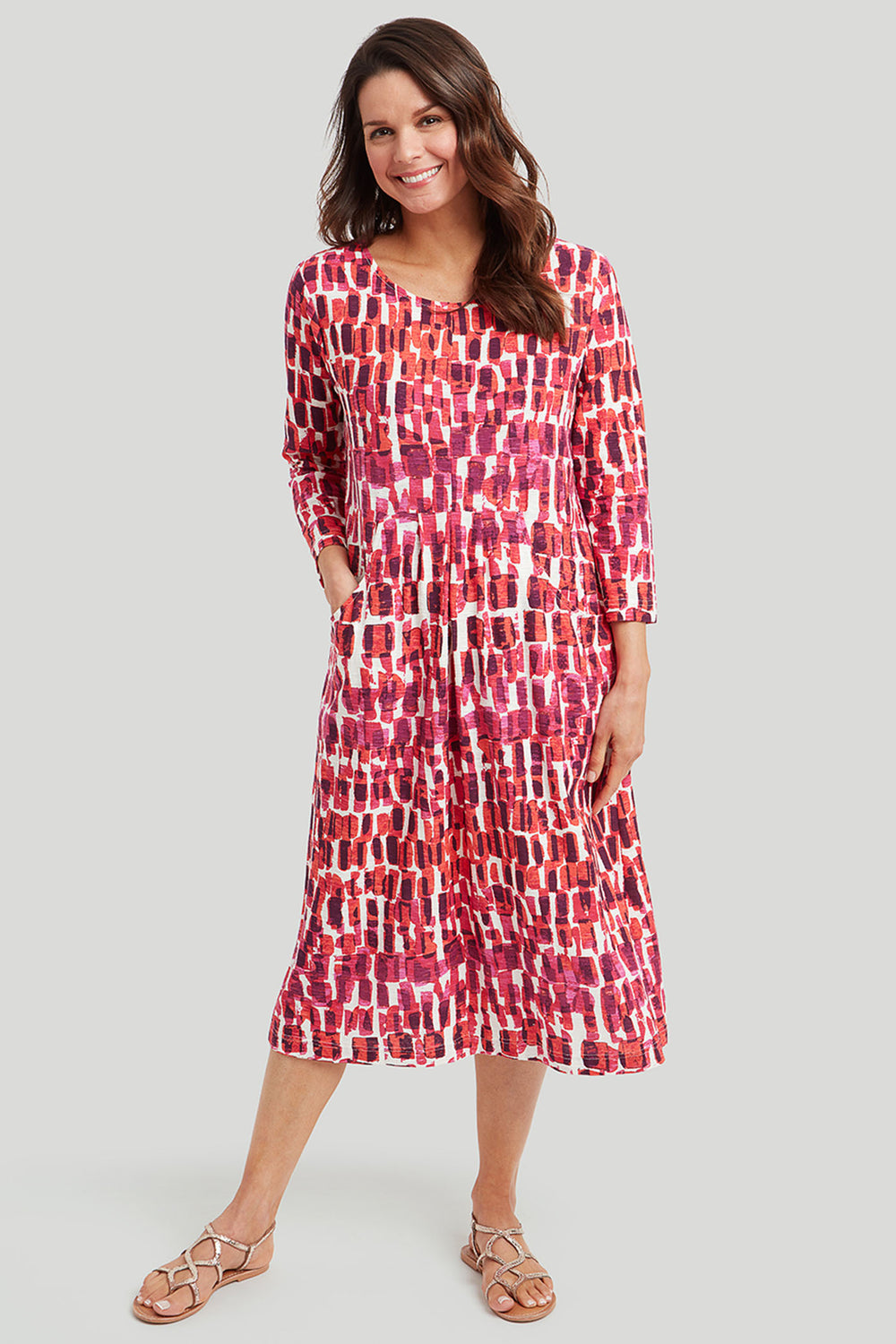 Adini 415034RS530 Ryley Pink Mix Petra Print Dress - Dotique