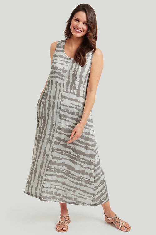 Adini 425191OV539 Alesha Dress Ombre Stripe Taupe White - Dotique - Adini