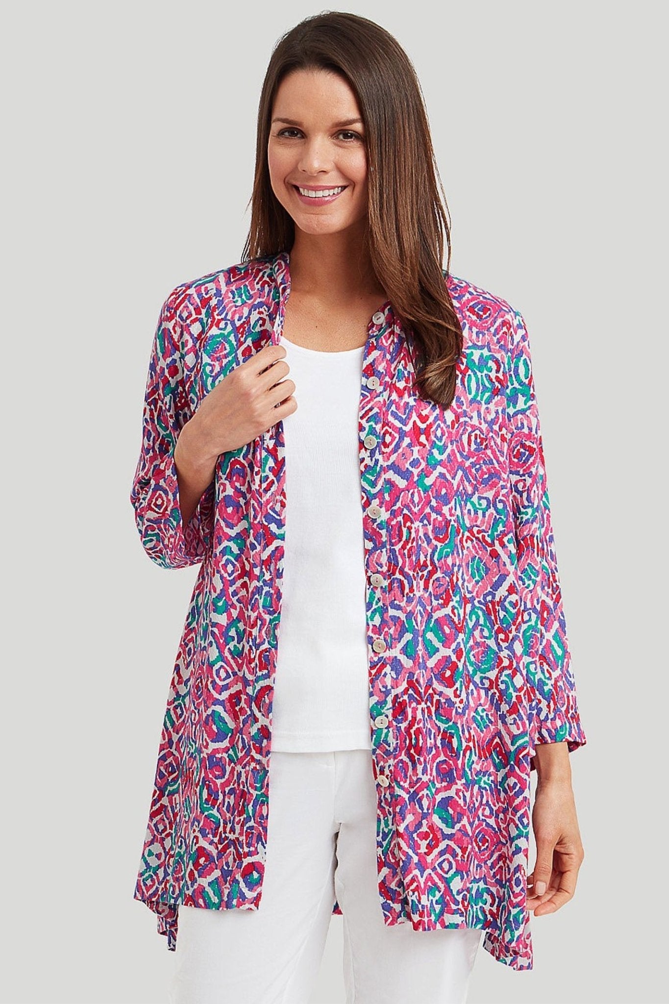Adini 43642RV049 Panama Shirt Pink Cusco Print - Dotique