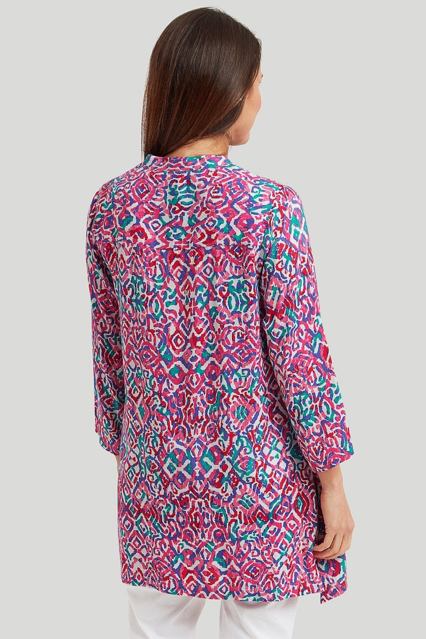 Adini 43642RV049 Panama Shirt Pink Cusco Print - Dotique