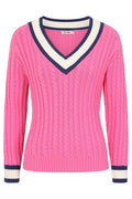 Alice Collins 033A238 Hot Pink Liz V - Neck Jumper - Dotique - Alice Collins