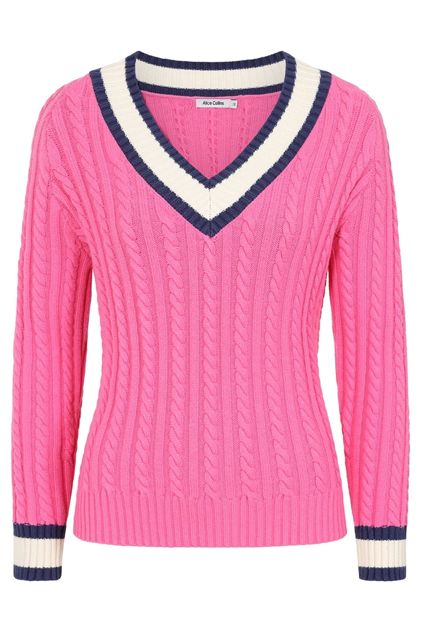 Alice Collins 033A238 Hot Pink Liz V - Neck Jumper - Dotique - Alice Collins