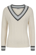 Alice Collins 033A238 Wild Oat Beige Liz V - Neck Jumper - Dotique - Alice Collins