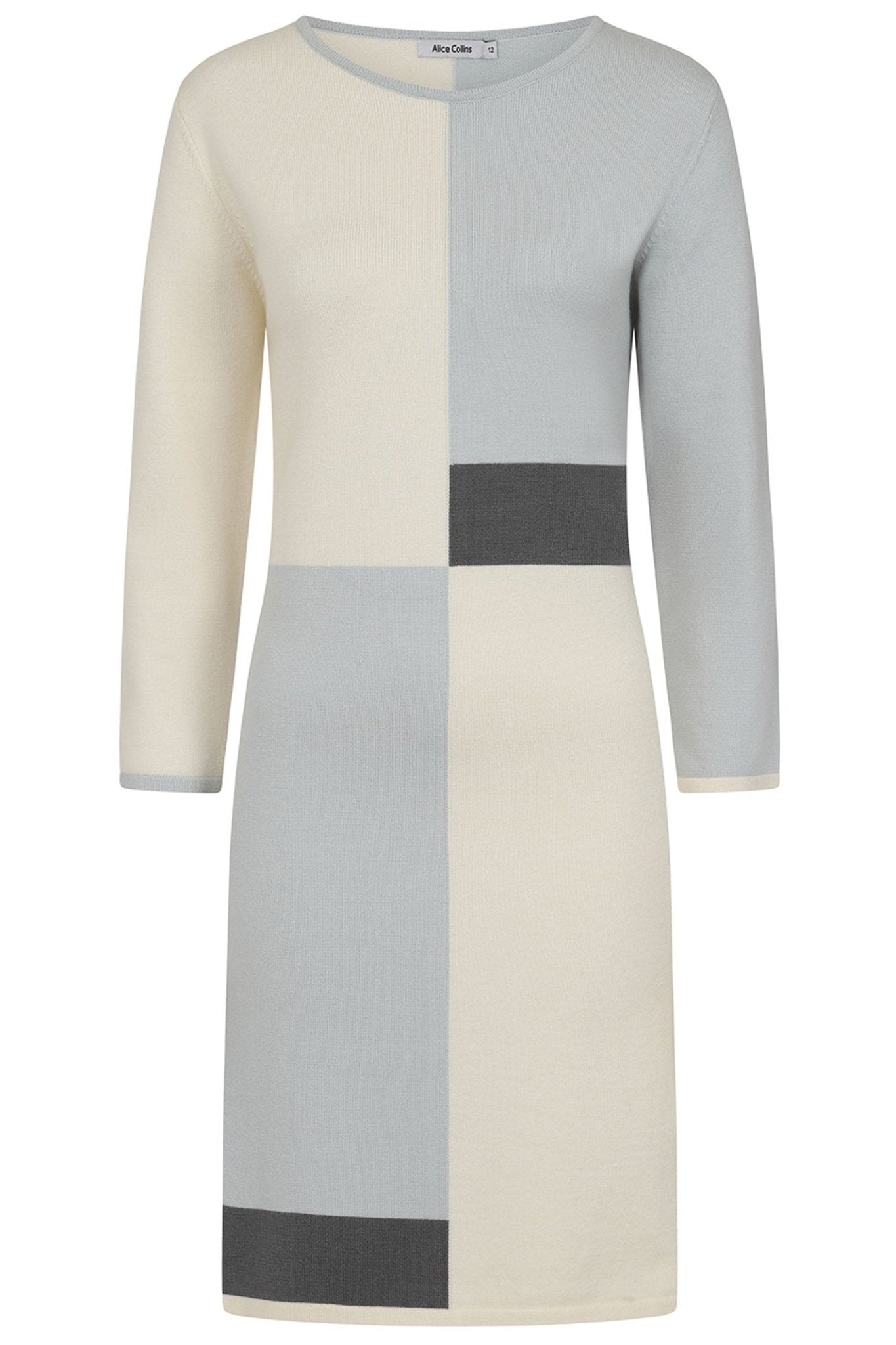 Alice Collins 033A272 Ghost Grey Ivy Knitted Dress - Dotique - Alice Collins