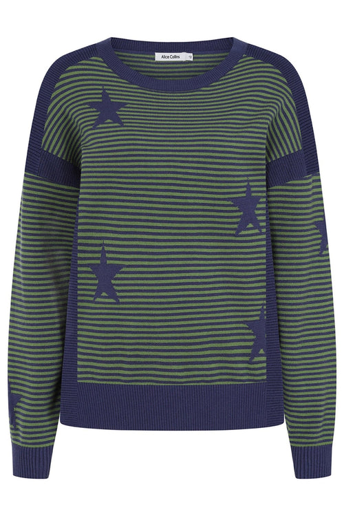 Alice Collins 033A278 Navy Cactus Green Una Jumper - Dotique - Alice Collins