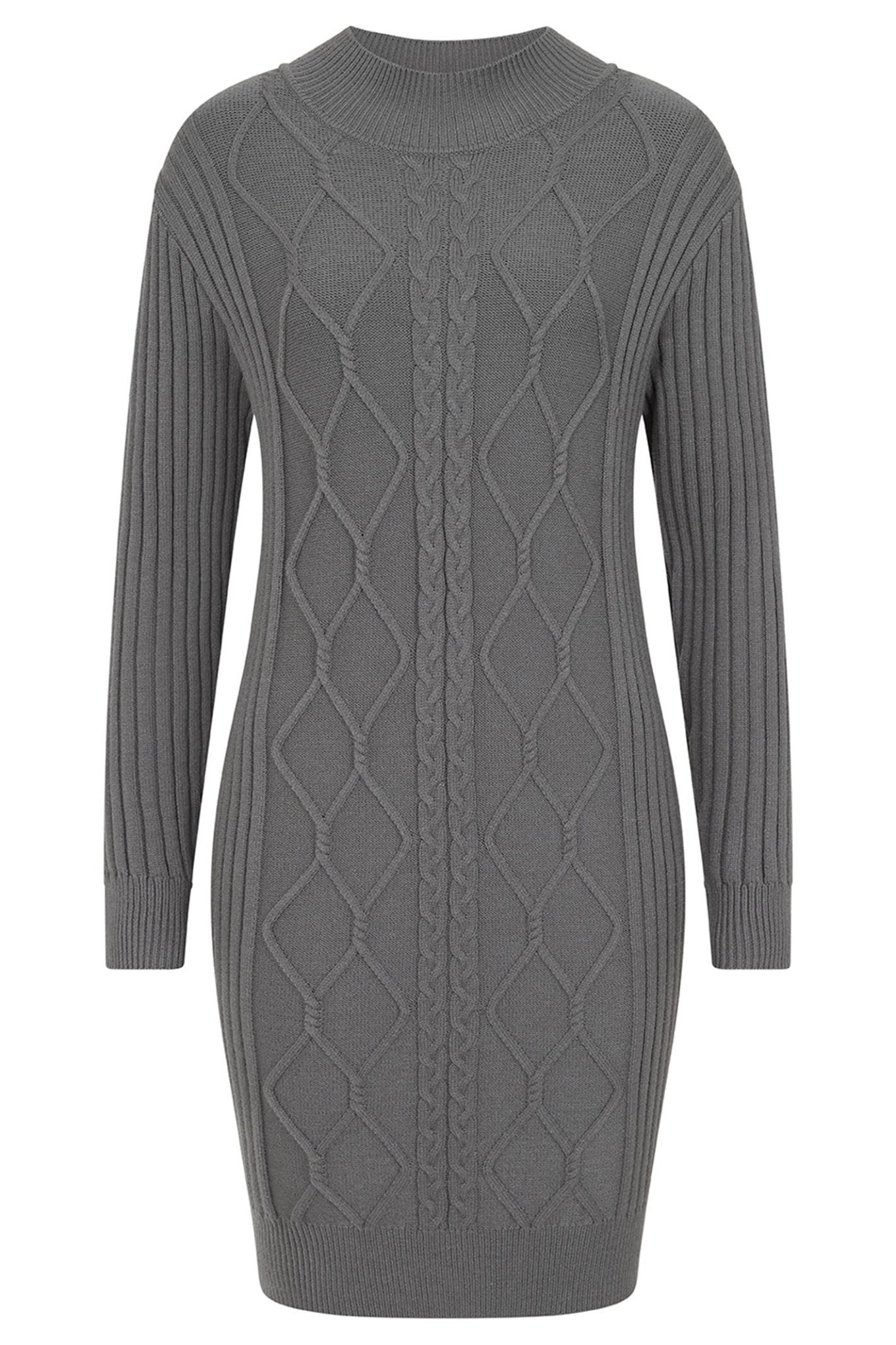 Alice Collins 033A292 Charcoal Grey Shila Cable Longline Tunic - Dotique - Alice Collins