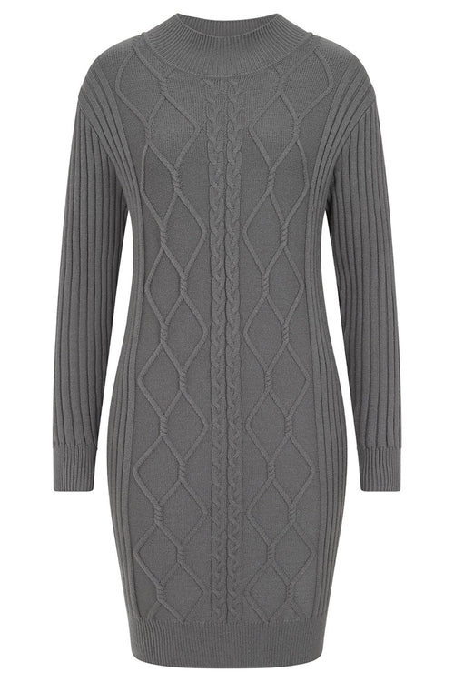 Alice Collins 033A292 Charcoal Grey Shila Cable Longline Tunic - Dotique - Alice Collins