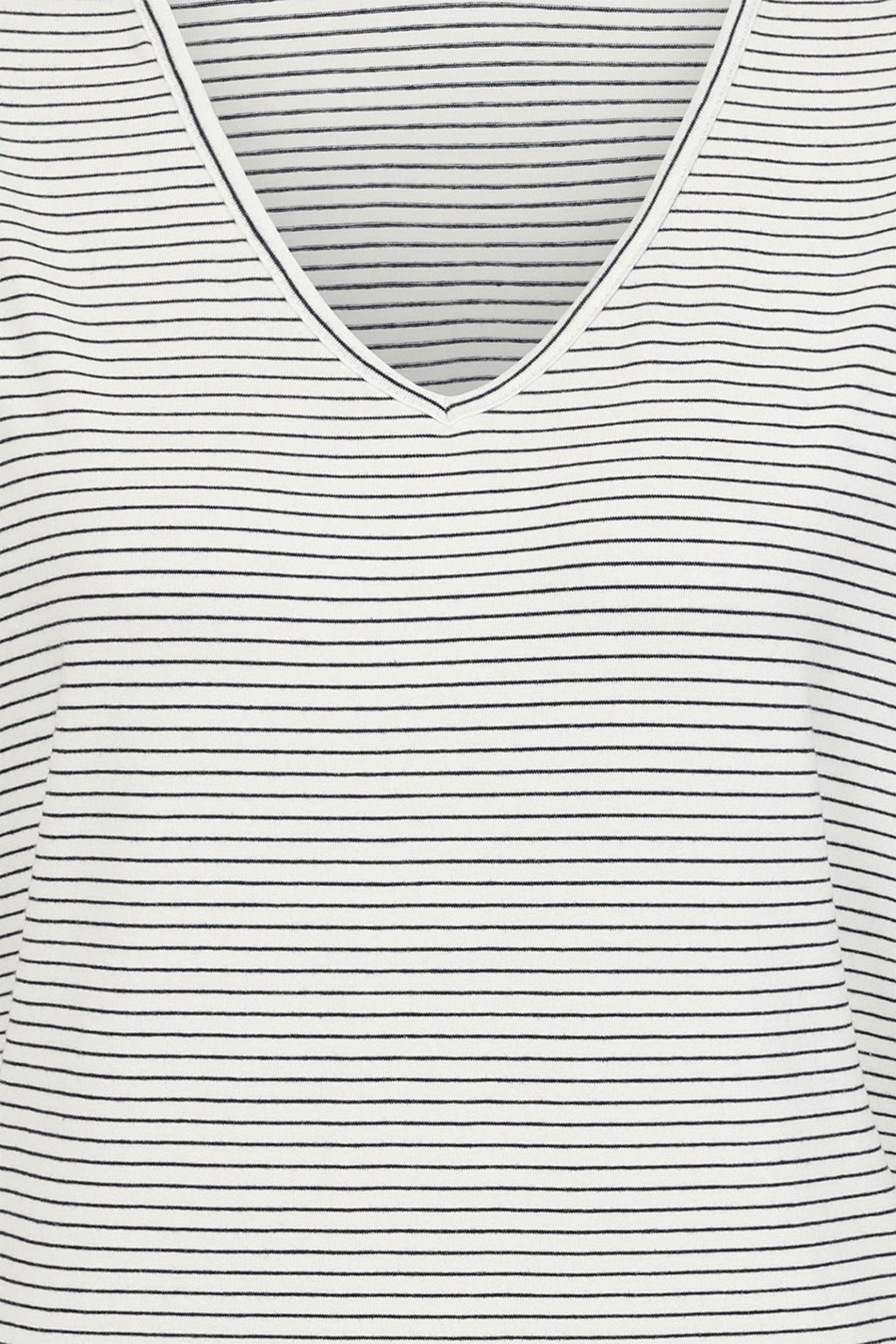Alice Collins 034S012 Perfect Striped V-Neck T-Shirt White Black - Dotique
