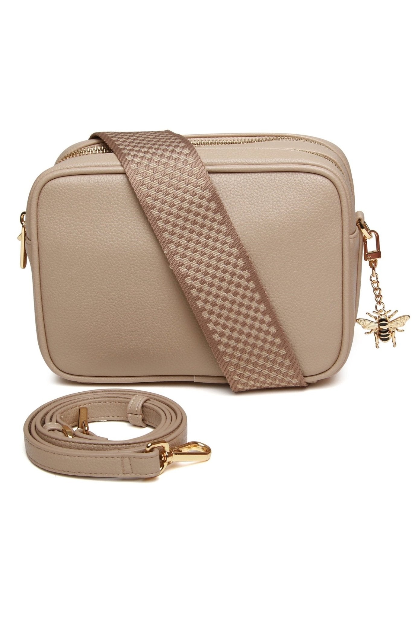 Alice Wheeler AW5803 Stone - Soho Double Zipped Cross Body Bag - Dotique - Alice Wheeler