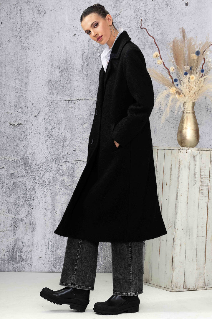 Alison Sheri A44003 Coat Black Two Button - Dotique