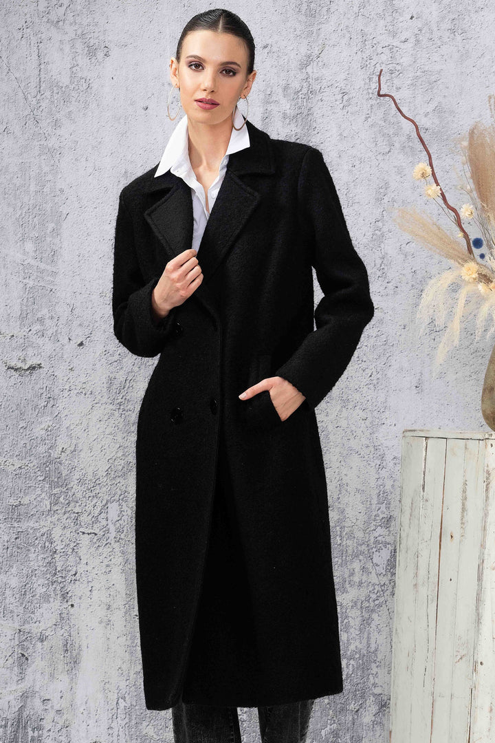 Alison Sheri A44003 Coat Black Two Button - Dotique