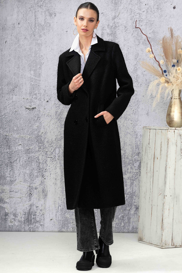 Alison Sheri A44003 Coat Black Two Button - Dotique