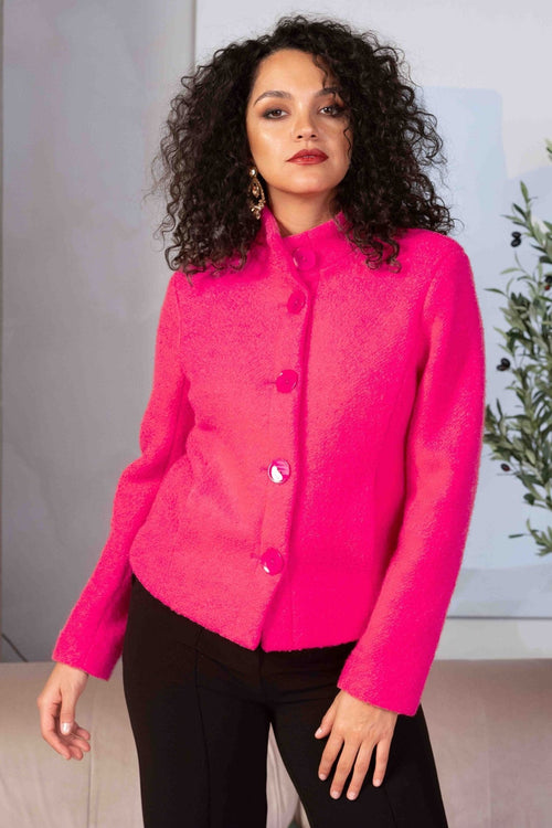 Alison Sheri A44135 Jacket Button Front Fuchsia Pink - Dotique