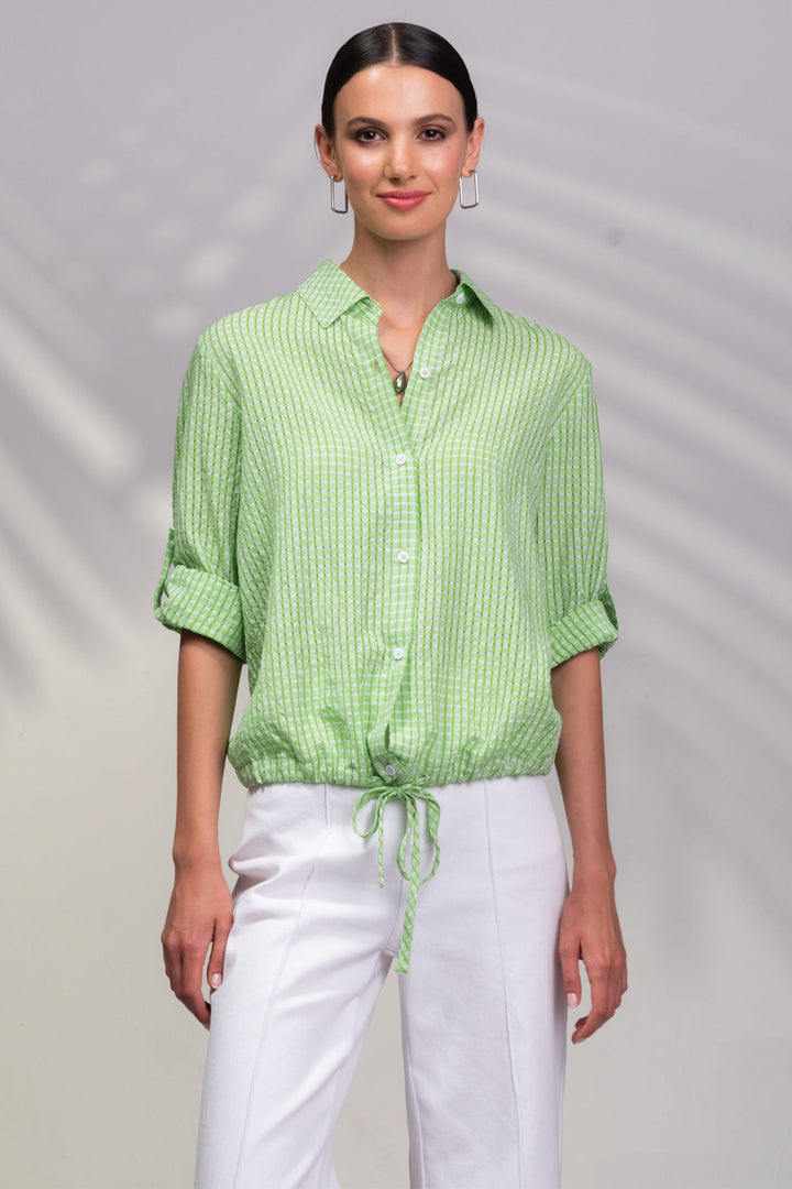 Alison Sheri A45188 Green Drawstring Waist Blouse - Dotique