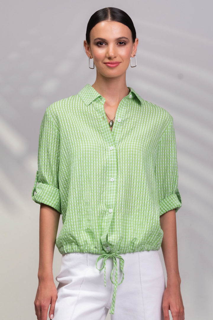 Alison Sheri A45188 Green Drawstring Waist Blouse - Dotique