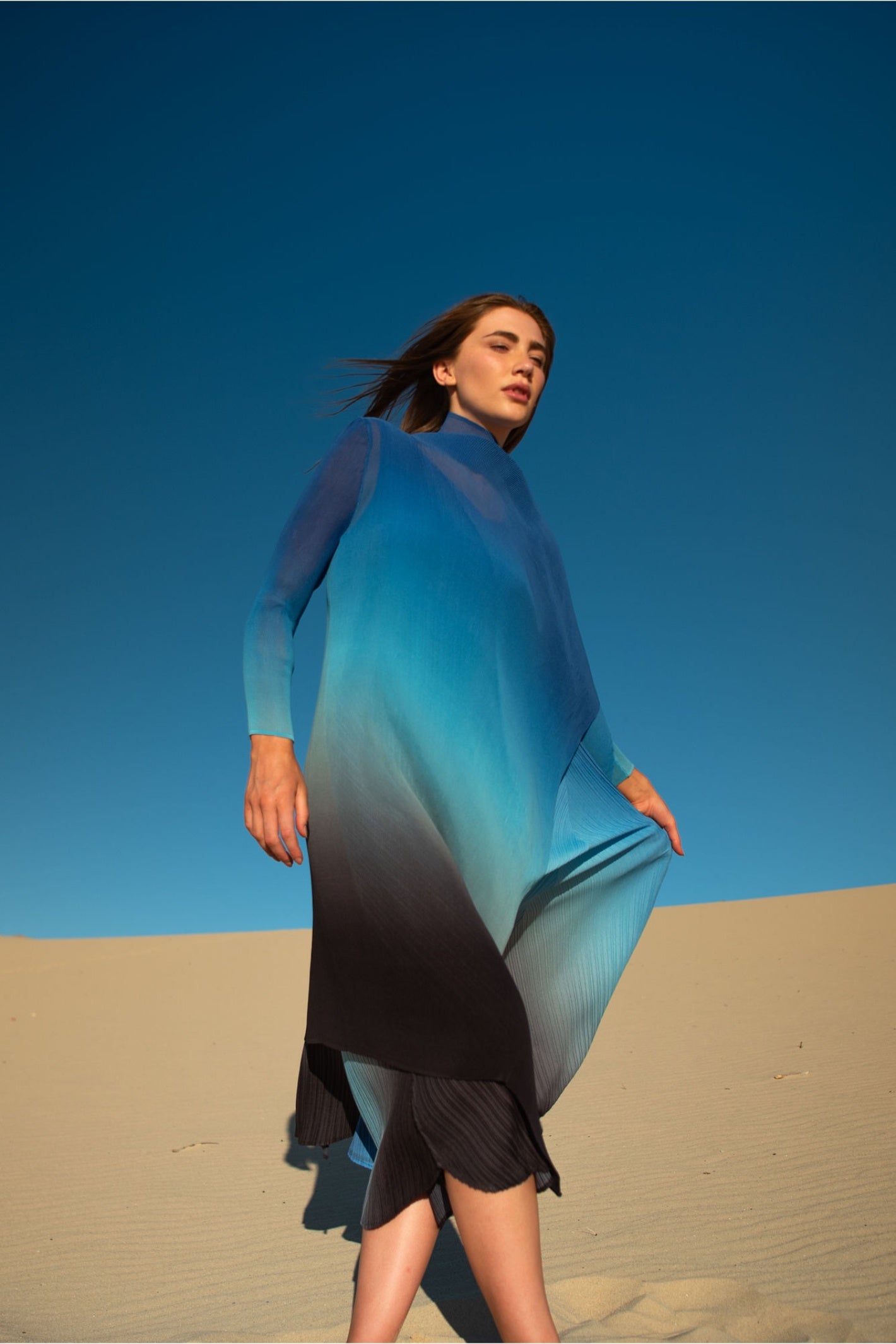 Alquema AC2404 & AD1072L Tanzanite to Black  Estrella Dress and Collare Coat