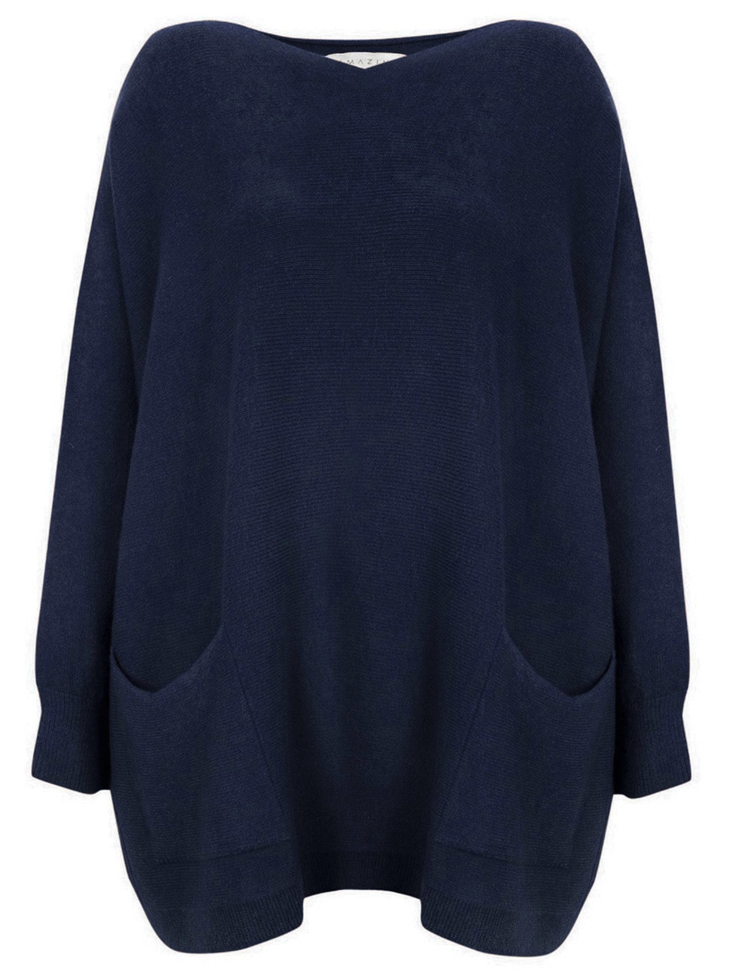Amazing Woman Caryf X 2 Pocket Oversize Round Neck Jumper by Amazing Woman in navy, shop Amazing Woman at Dotique.