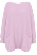 Amazing Woman Caryf X 2 Pocket Oversize Round Neck Jumper in soft lilac, shop Amazing Woman at Dotique.