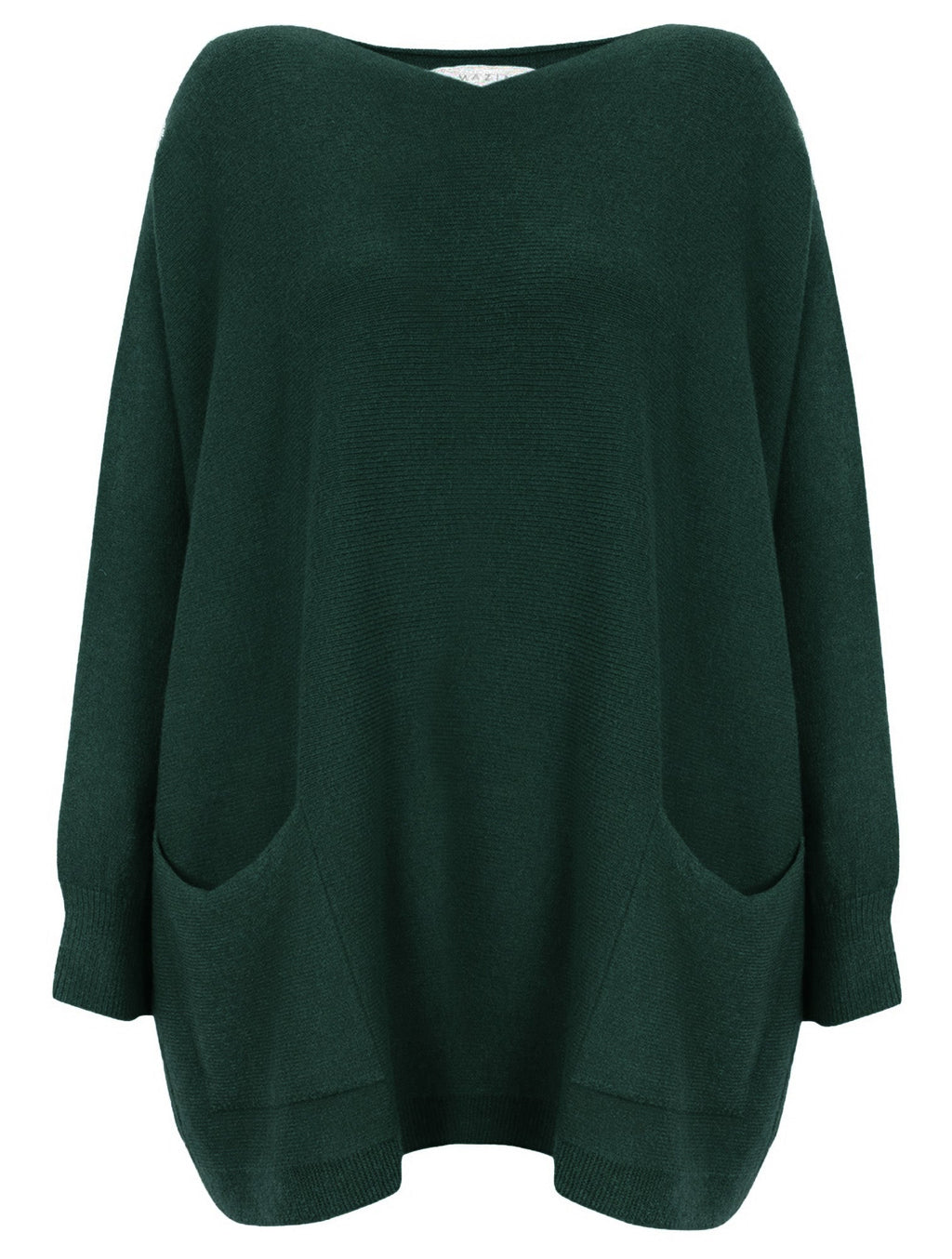 Amazing Woman Caryf X 2 Pocket Oversize Round Neck Jumper by Amazing Woman in dark green, shop Amazing Woman at Dotique.