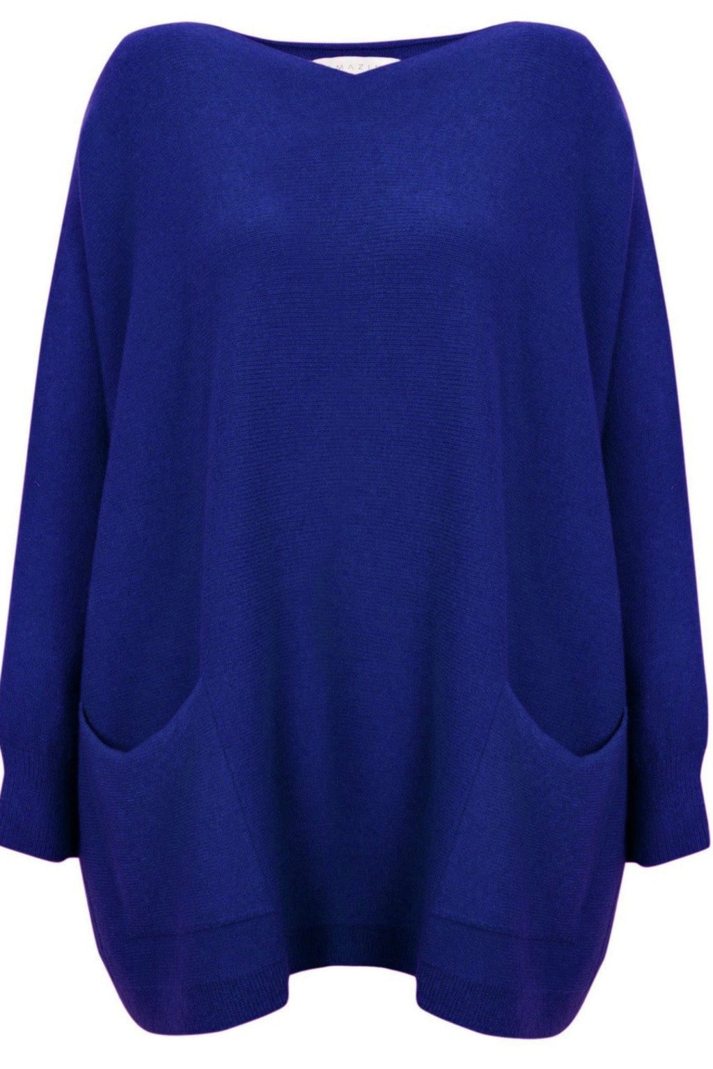 Amazing Woman Caryf X 2 Pocket Oversize Round Neck Jumper by Amazing Woman in blue, shop Amazing Woman at Dotique.