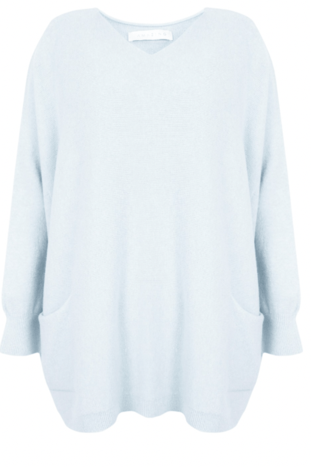 Amazing Woman Caryf X 2 Pocket Oversize Round Neck Jumper by Amazing Woman in light blue, shop Amazing Woman at Dotique