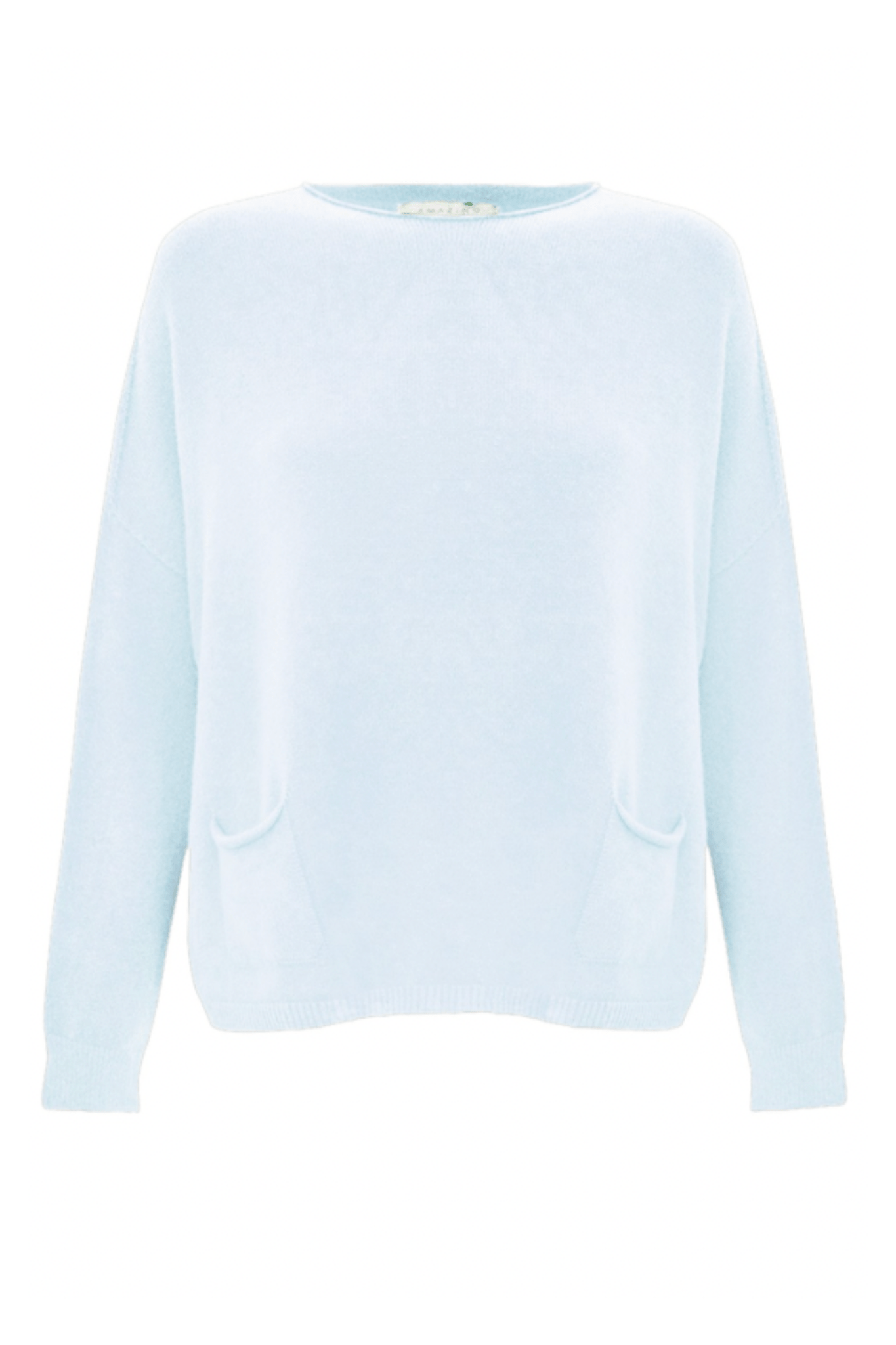 Amazing Woman Jodie Fine Knit 2 Front Pocket Jumper in light blue by Amazing Woman. Shop Amazing Woman at Dotique.