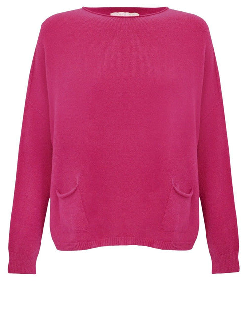 Amazing Woman Jodie Fine Knit 2 Front Pocket Jumper in pink by Amazing Woman Shop Amazing Woman at Dotique