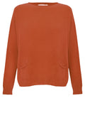 Amazing Woman Jodie Fine Knit 2 Front Pocket Jumper by Amazing Woman in rust, shop Amazing Woman at Dotique.
