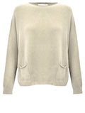 Amazing Woman Jodie Fine Knit 2 Front Pocket Jumper by Amazing Woman available to shop at Dotique in a soft beige knit design
