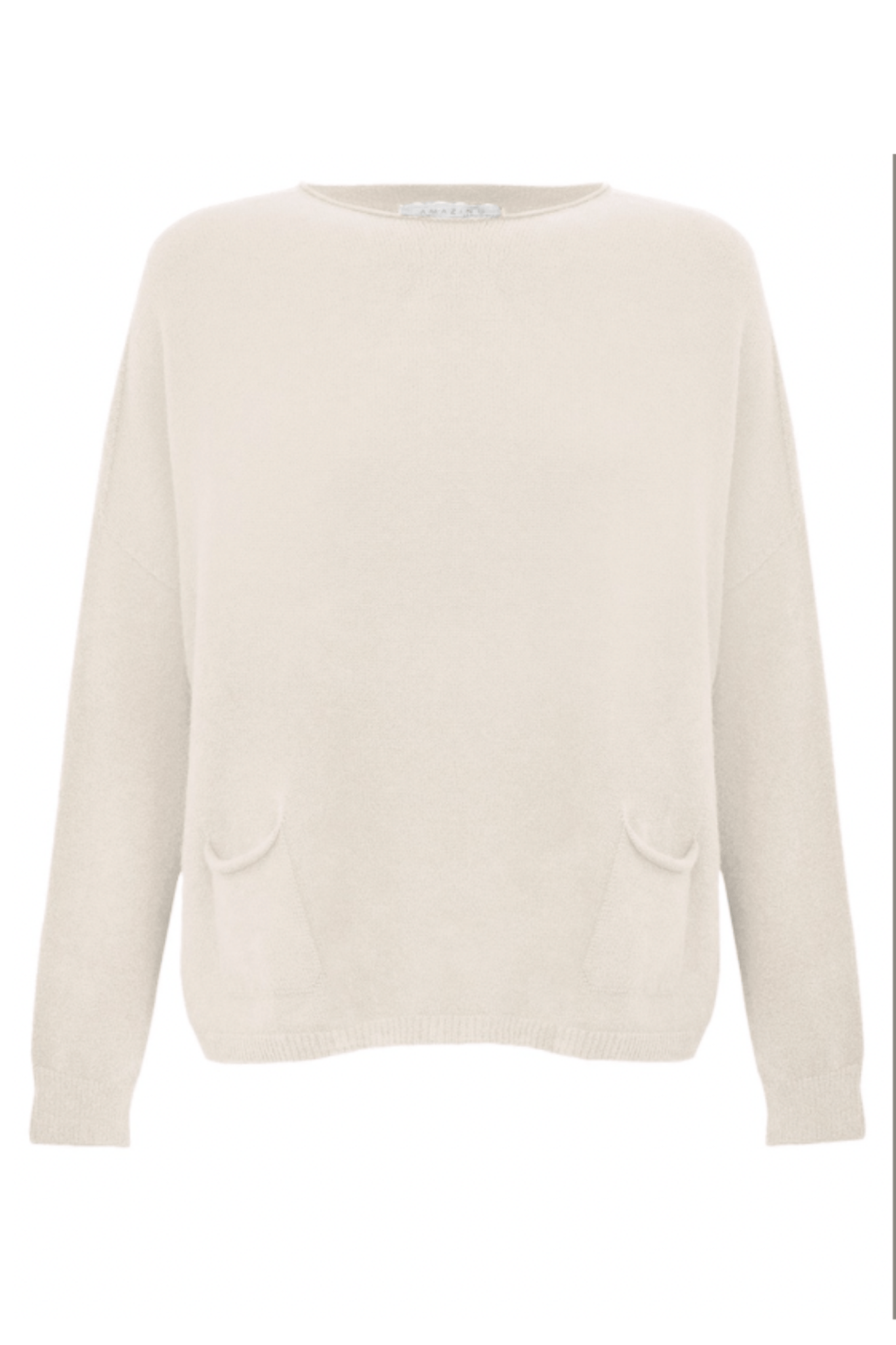Amazing Woman Jodie Fine Knit 2 Front Pocket Jumper by Amazing Woman in cream, shop Amazing Woman at Dotique.