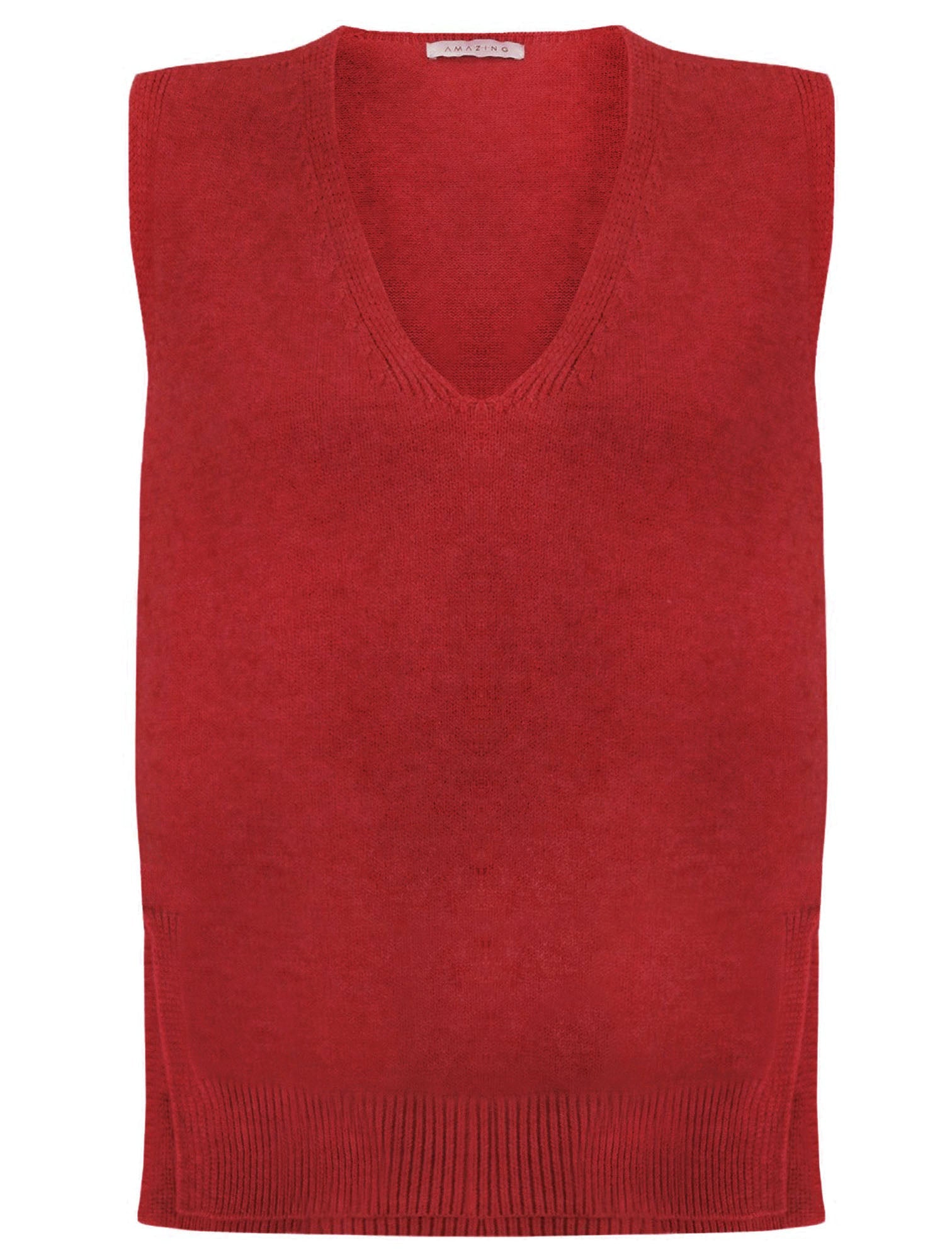 Amazing Woman Pixie V Neck Knitted Tank Jumper (Various Colours) by Amazing Woman, shop Amazing Woman at Dotique.