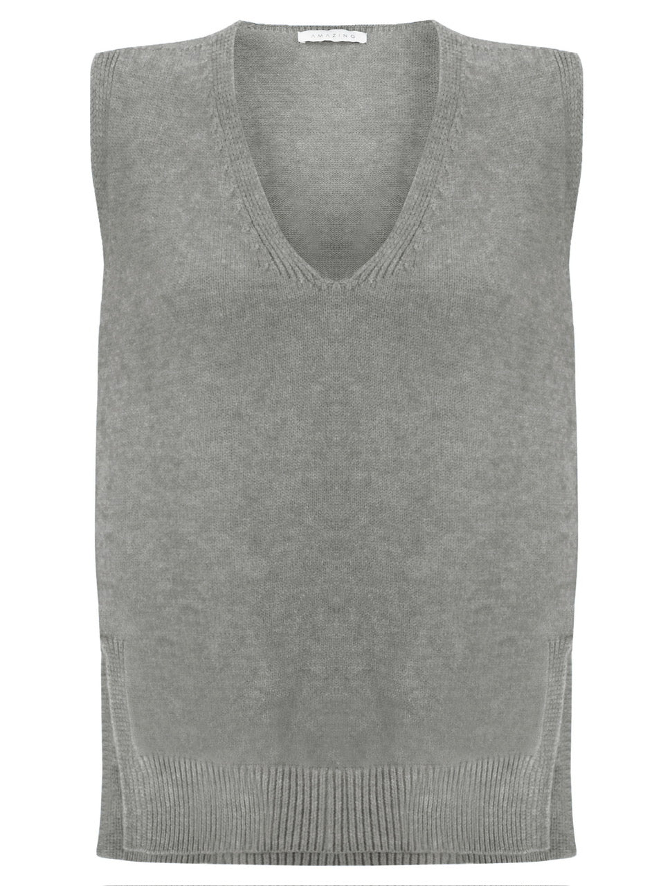 Amazing Woman Pixie V Neck Knitted Tank Jumper (Various Colours) by Amazing Woman available to shop at Dotique.