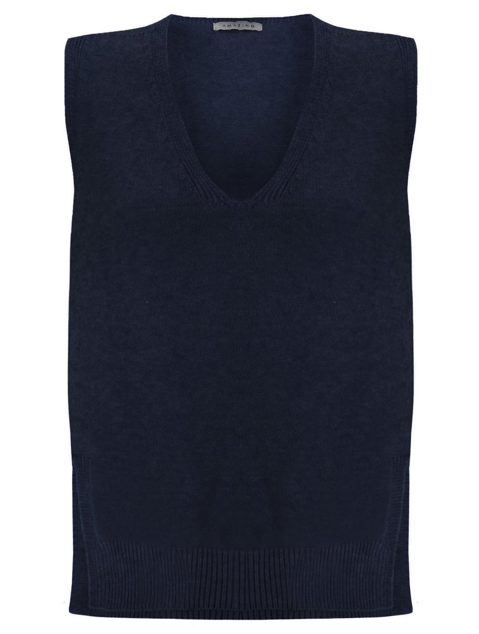 Amazing Woman Pixie V Neck Knitted Tank Jumper (Various Colours) by Amazing Woman available to shop at Dotique.