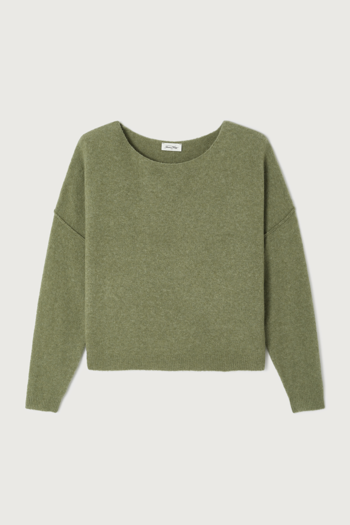 Shop the American Vintage Damsville Jumper in Lezard Chine at Dotique. A luxuriously soft wool blend knit in a relaxed fit with a timeless khaki green melange finish.