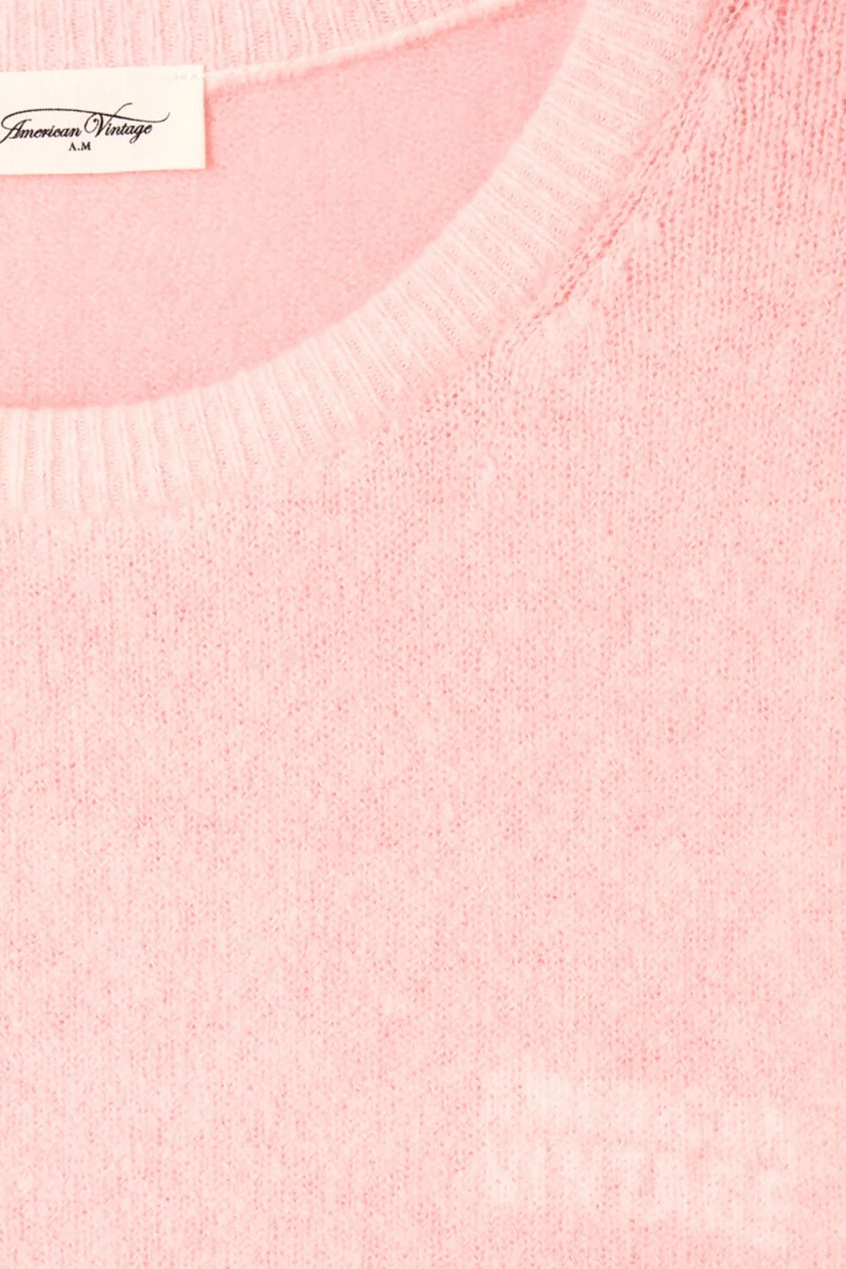 American Vintage Damsville Jumper Rosie Print pink knit jumper close up Shop American Vintage at Dotique