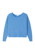 Shop the American Vintage Damsville Jumper in Siberie Chine at Dotique. A soft lightweight knit with a relaxed fit, boat neckline and vibrant blue shade.