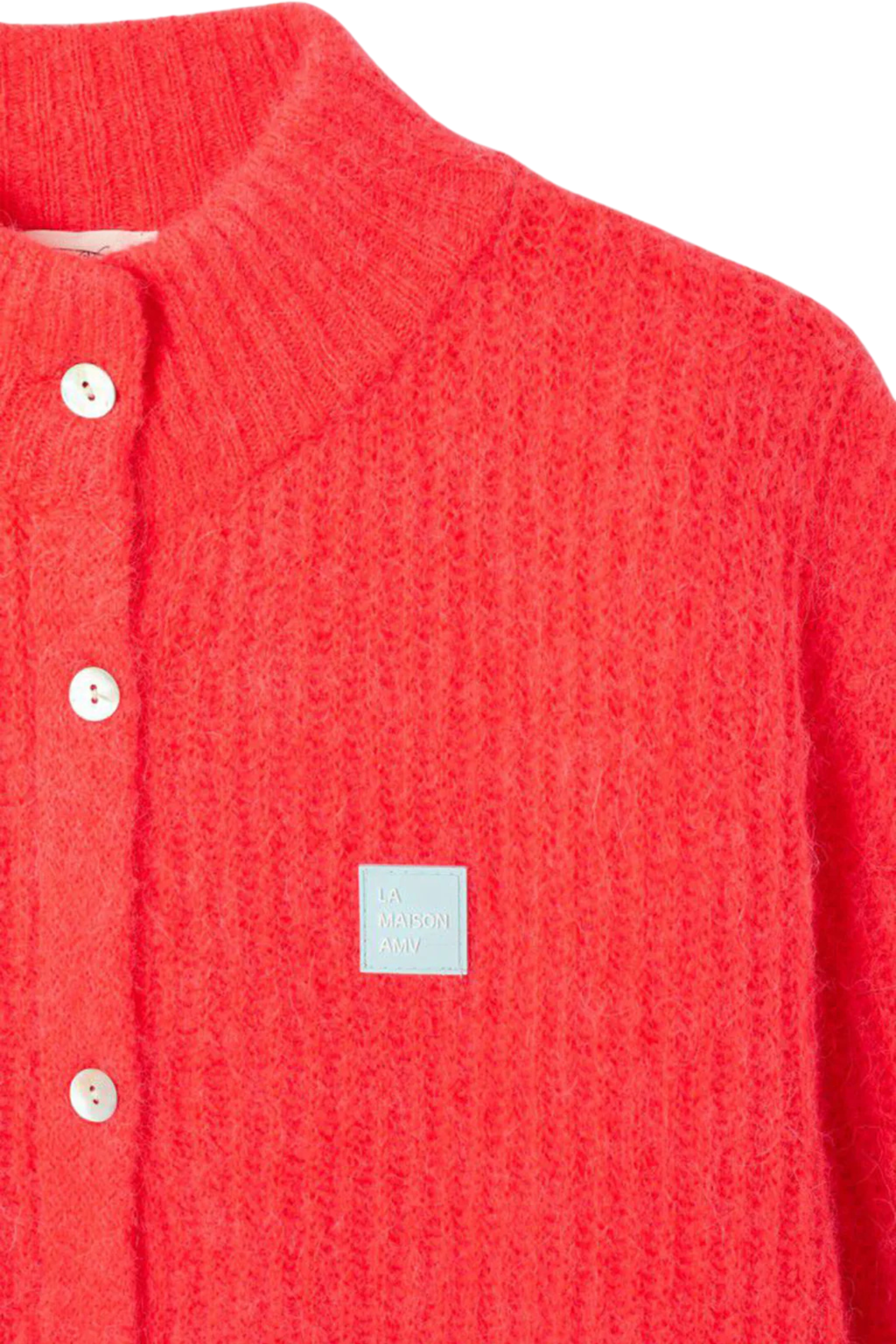 American Vintage East Cardigan – Sunrise Fluo in vibrant knit by american vintage Shop american vintage at Dotique for bold layering