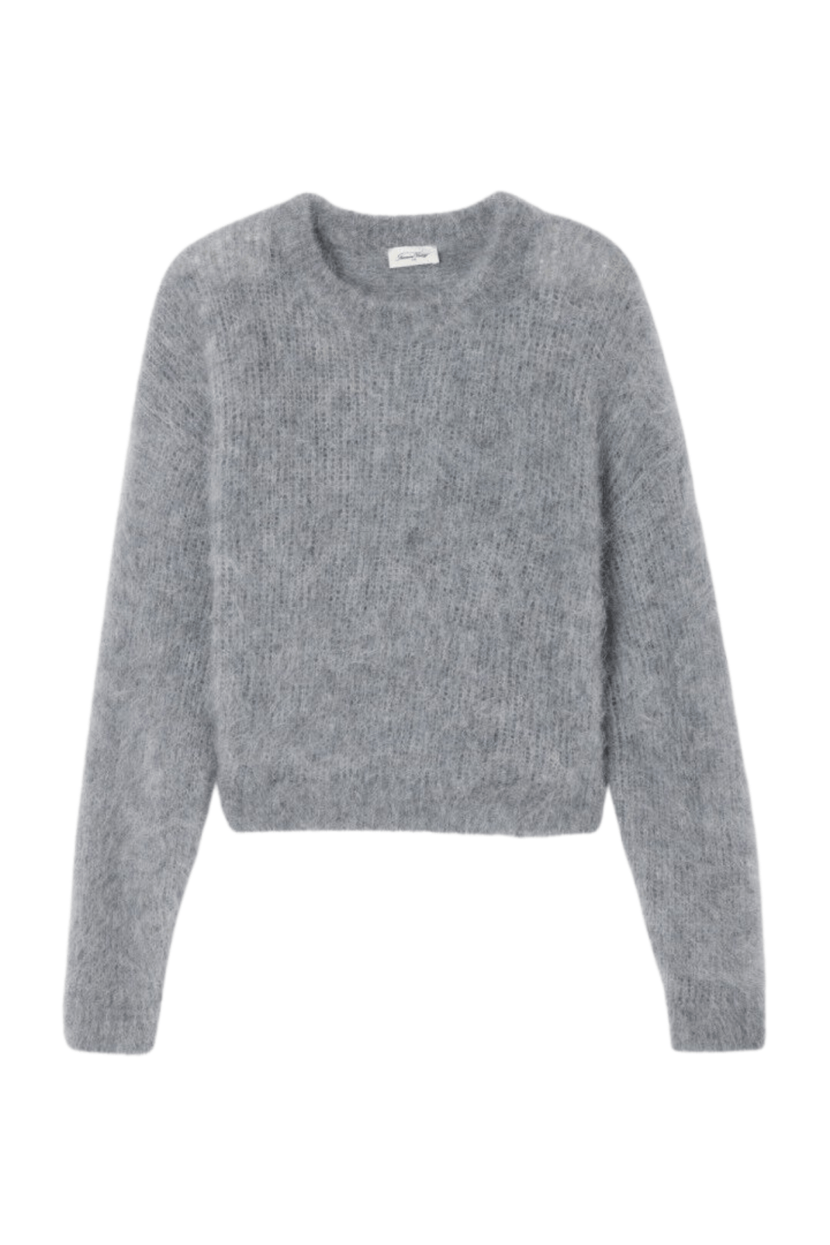 American Vintage BYMI heather grey grisch round neck jumper with fluffy knit – Dotique


