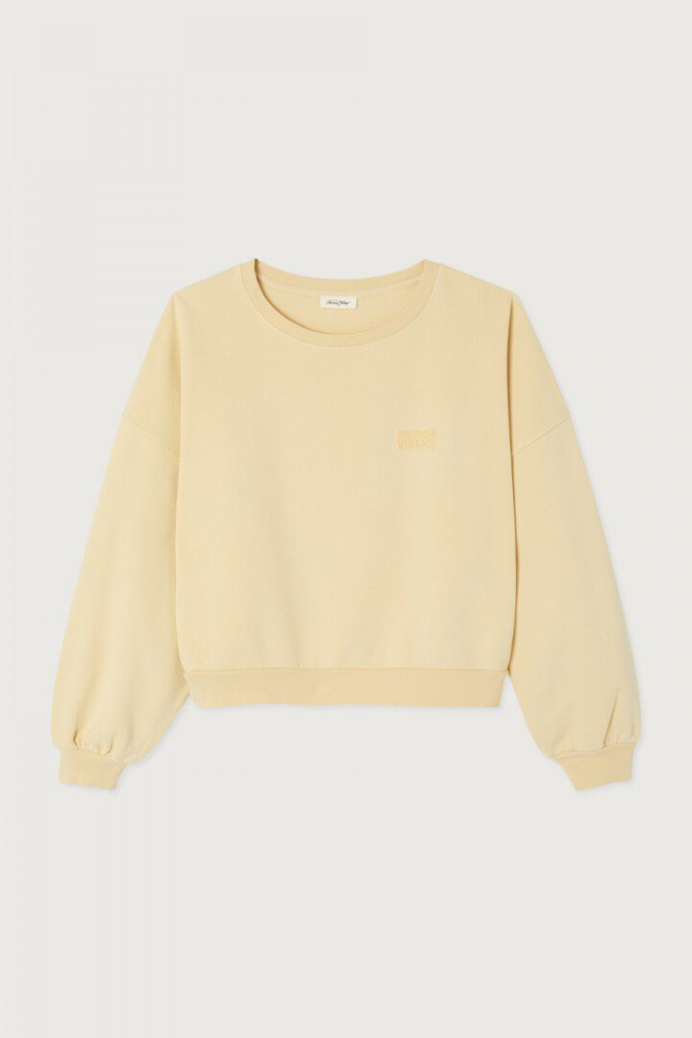 American Vintage Jitbay Sweatshirt in Limonade Vintage, a soft butter yellow oversized 100% cotton sweatshirt.