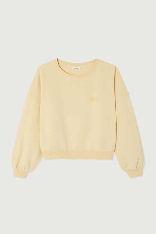 American Vintage Jitbay Sweatshirt in Limonade Vintage, a soft butter yellow oversized 100% cotton sweatshirt.