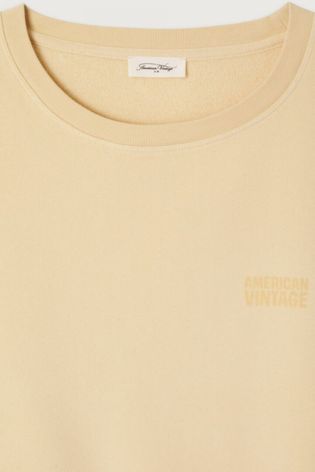 American Vintage Jitbay Sweatshirt in Limonade Vintage, a soft butter yellow oversized 100% cotton sweatshirt.