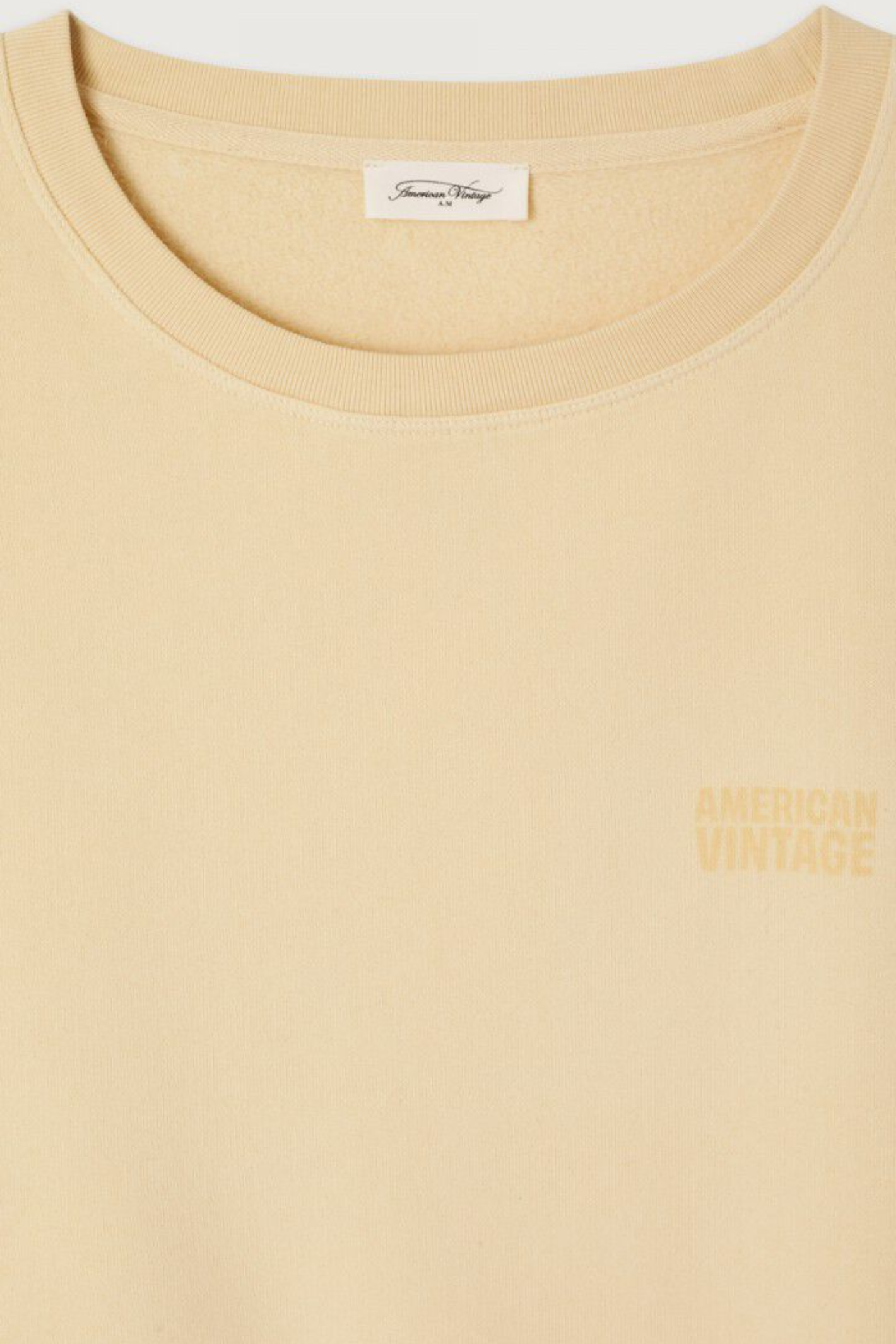 American Vintage Jitbay Sweatshirt in Limonade Vintage, a soft butter yellow oversized 100% cotton sweatshirt.