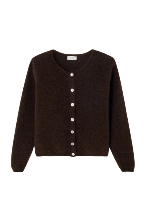 American Vintage Melange Coffee Brown VITOW Cardigan - Dotique - American Vintage