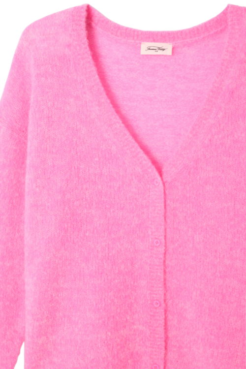American Vintage Nuggy Wool Blend Cardigan Pink by american vintage soft knitwear Shop american vintage at Dotique