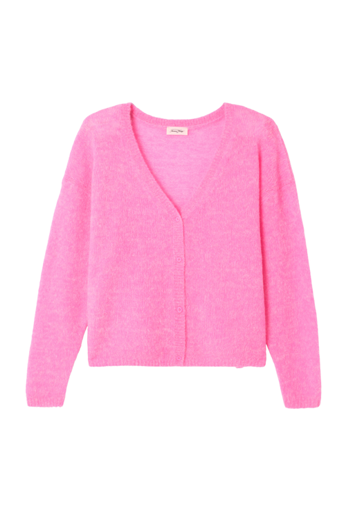 American Vintage Nuggy Wool Blend Cardigan Pink by american vintage soft knitwear Shop american vintage at Dotique