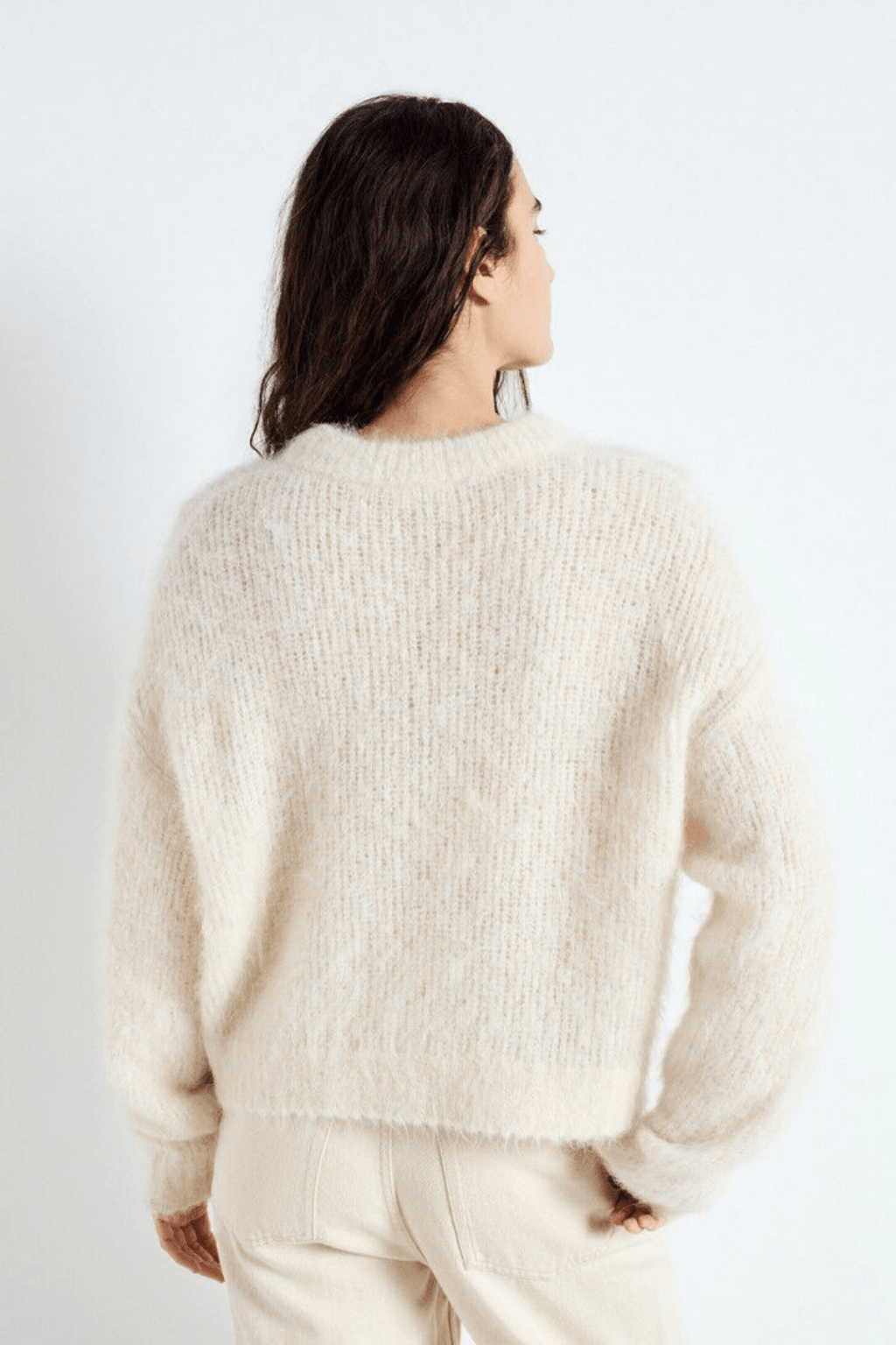 American Vintage BYMI pearl melange round neck jumper with fluffy knit – Dotique