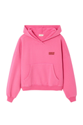 Front view of American Vintage Plizzy Cotton Hoodie – Petunia Vintage in bright pink, shop American Vintage at Dotique