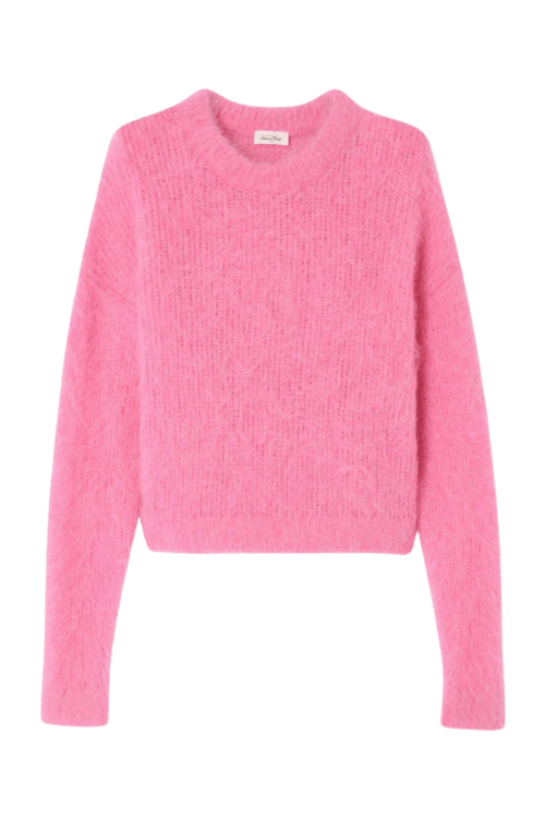 American Vintage BYMI rose pink round neck jumper with fluffy knit – Dotique

