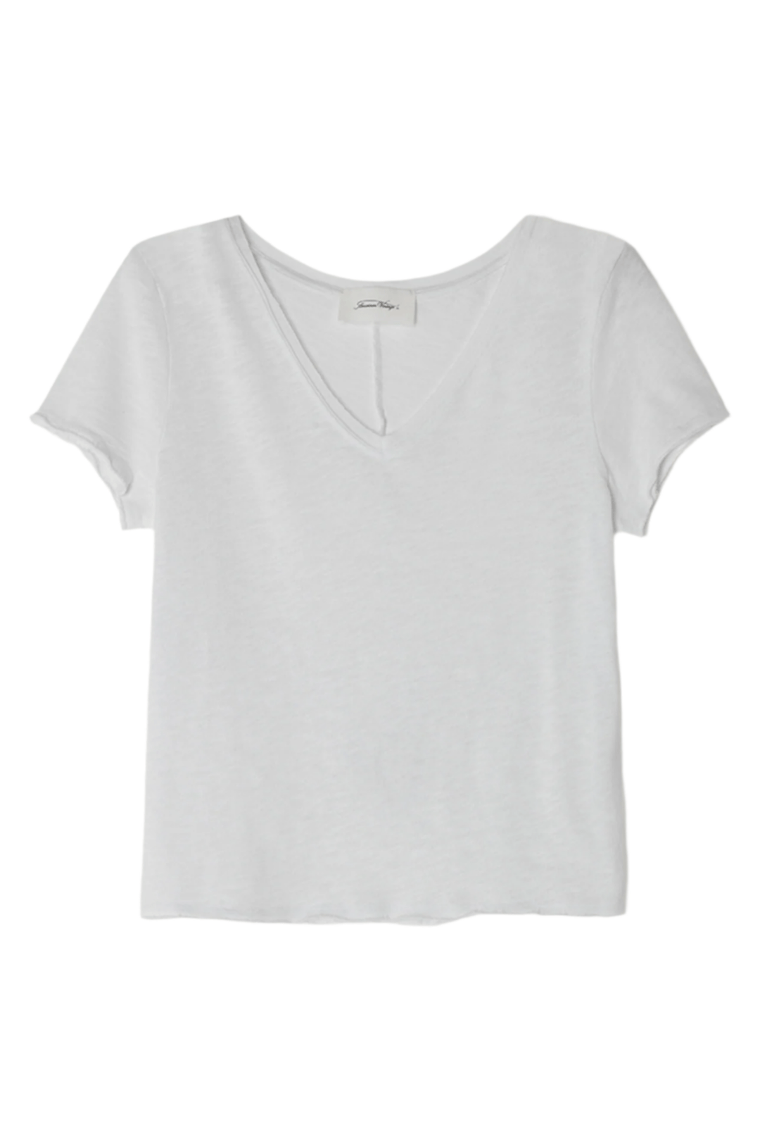 American Vintage SON33E25 White Sonoma V Neck Cotton T Shirt