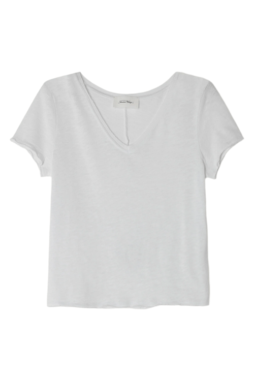 American Vintage SON33E25 White Sonoma V Neck Cotton T Shirt